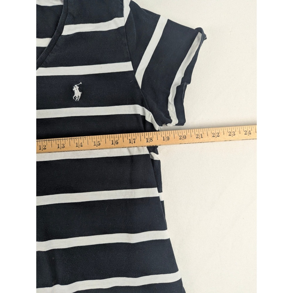 Polo Ralph Lauren Womens Navy Blue White Striped V-Neck T-Shirt XL Short Sleeve - Picture 3 of 8
